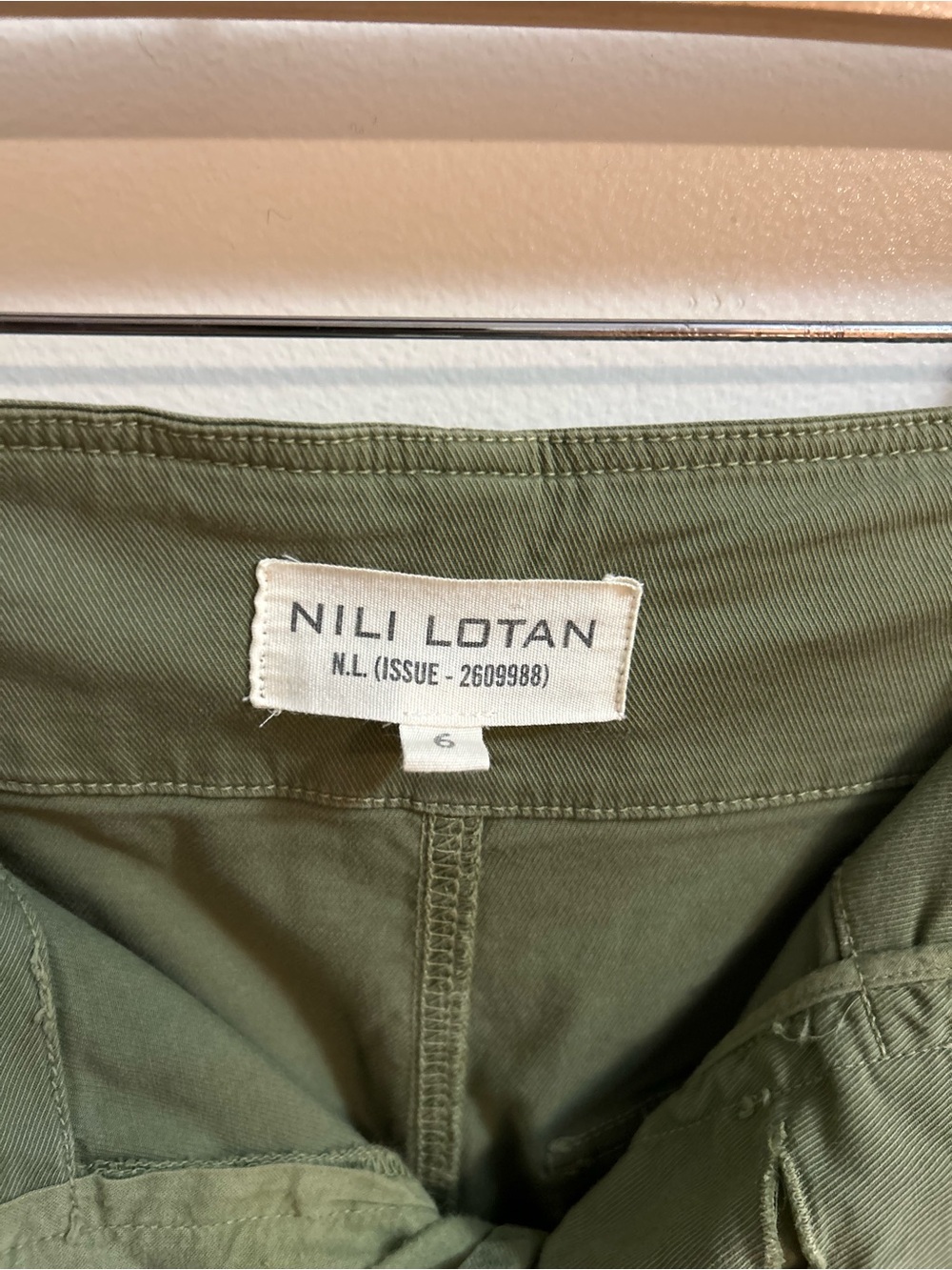 Nili Lotan NI Issue 2609988 Wide Leg Crop Army Green Pants SIZE 6 - Picture 4 of 9